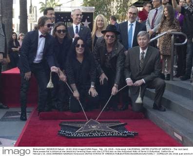 Feb. 10, 2016 - Hollywood, CALIFORNIA, UNITED STATES OF AMERICA - The rock band Mana posses for a picture at the ceremony honoring them with the 2,573rd star on the Hollywood Walk of Fame in Hollywood, California on February 10, 2016.ARMANDO ARORIZO Hollywood UNITED STATES OF AMERICA - ZUMAp124