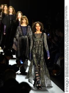 (160211) -- NEW YORK, Feb. 11, 2016 -- Models present creations of the Fall Winter 2016 BCBGMAXAZRIA collection during the New York Fashion Week in New York, the United States, on Feb. 11, 2016. ) U.S.-NEW YORK-FASHION WEEK-BCBGMAXAZRIA WangxLei 