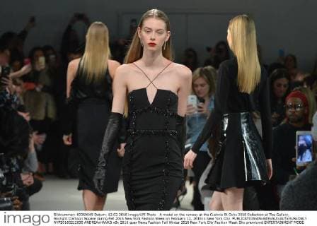 A model on the runway at the Cushnie Et Ochs 2016 Collection at The Gallery, Skylight Clarkson Square during Fall 2016 New York Fashion Week on February 12, 2016 in New York City.  NYP20160212830 ANDREAxHANKS
