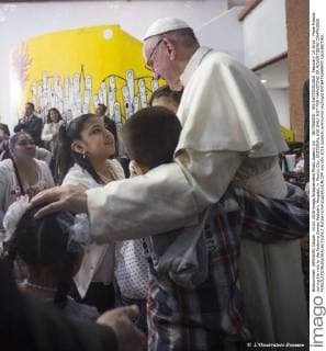 NO FRANCE - NO SWITZERLAND: February 14 2016 : Pope Francis during his visit to the Federico Gomez Pediatric Hospital, in Mexico City. EDITORIAL USE ONLY NOT FOR MARKETING OR ADVERTISING CAMPAIGNS  Â©ServizioFotograficoOR CPP