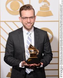 Singer Ben Bram, winner of Best Arrangement, Instrumental or A Cappella for Dance Of The Sugar Plum Fairy, appears backstage during the 58th annual Grammy Awards held at Staples Center in Los Angeles on February 15, 2016.  LAP20160215822 PHILxMCCARTEN