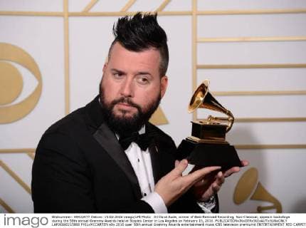 DJ Dave Aude, winner of Best Remixed Recording, Non-Classical, appears backstage during the 58th annual Grammy Awards held at Staples Center in Los Angeles on February 15, 2016.  LAP20160215868 PHILxMCCARTEN