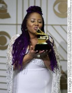 Feb. 15, 2016 - Los Angeles, California, U.S - Lalah Hathaway, winner of Best Traditional R&B Performance for Little Ghetto Boy , poses in the press room of The 58th GRAMMY Awards at Staples Center on Monday February 15, 2016 in Los Angeles, California. Los Angeles U.S. - ZUMAp124