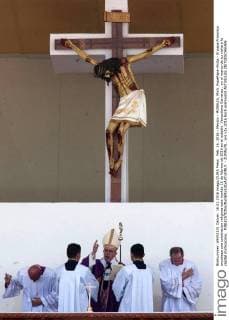Feb. 16, 2016 - Mexico - MORELIA, Mich. PopePapa-Visita.- El papa Francisco encabeza una celebracion religiosa este martes 16 de febrero de 2016 en el estadio Venustiano Carranza , en el marco de su visita a la capital michoacana.  - ZUMAu78_