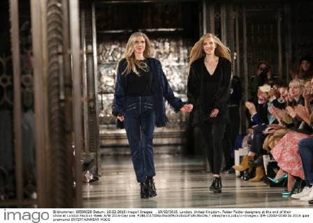 . 19 02 2016. London, United Kingdom. Felder Felder designers at the end of their show at London Fashion Week A W 2016-Day one.  xStephenxLockx xi-Imagesx IIM-12002-0030