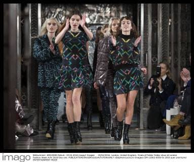 . 19 02 2016. London, United Kingdom. Finale of Felder Felder show at London Fashion Week A W 2016-Day one.  xStephenxLockx xi-Imagesx IIM-12002-0059