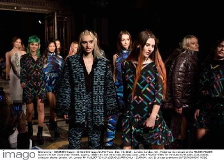 Feb. 19, 2016 - London, London, UK - Model on the catwalk at the FELDER FELDER Autumn Winter 2016 show. Models, buyers, celebrities and the stylish descend upon London Fashion Week for the Autumn Winters 2016 clothes collection shows. London, UK. London UK  - ZUMAl94_