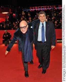 66. Berlinale: Preisverleihung 66th Berlin International Film Festival. Red Carpet film Closing ceremony . Pictured: Gianfranco Rosi, Pietro Bartolo  CamillaxMorandi