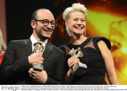 Majd Mastoura, winner of the Silver Bear for Best Actor, and Trine Dyrholm, winner of the Silver Bear for Best Actress, at the Award Ceremony of the 66th Berlin International Film Festival Berlinale 2016 at Berlinale Palast on February 20, 2016 in Berlin, Germany. Foto:xC.xNiehausx xFuturexImage