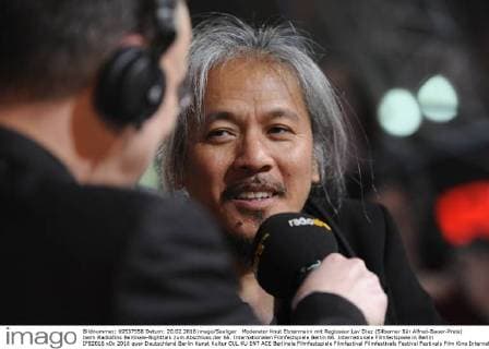 Moderator Knut Elstermann mit Regisseur Lav Diaz (Silberner Bär Alfred-Bauer-Preis) beim RadioEins Berlinale-Nighttalk zum Abschluss der 66. Internationalen Filmfestspiele Berlin 66. Internationale Filmfestspiele in Berlin IFB2016