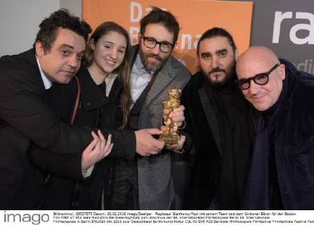 Regisseur Gianfranco Rosi mit seinem Team und dem Goldenen Bären für den Besten Film FIRE AT SEA beim RadioEins Berlinale-Nighttalk zum Abschluss der 66. Internationalen Filmfestspiele Berlin 66. Internationale Filmfestspiele in Berlin IFB2016