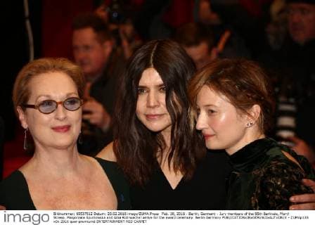 Feb. 20, 2016 - Berlin, Germany - Jury members of the 66th Berlinale, Meryl Streep, Malgorzata Szumowska and Alba Rohrwacher arrive for the award ceremony. Berlin Germany - ZUMAp133