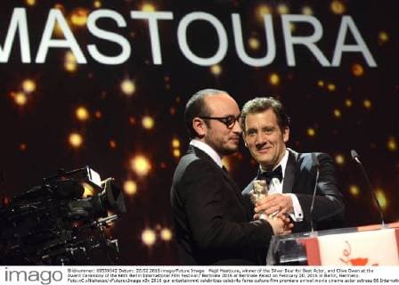Majd Mastoura, winner of the Silver Bear for Best Actor, and Clive Owen at the Award Ceremony of the 66th Berlin International Film Festival Berlinale 2016 at Berlinale Palast on February 20, 2016 in Berlin, Germany. Foto:xC.xNiehausx xFuturexImage