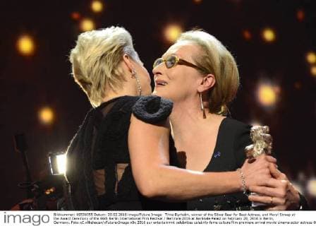 Trine Dyrholm, winner of the Silver Bear for Best Actress, and Meryl Streep at the Award Ceremony of the 66th Berlin International Film Festival Berlinale 2016 at Berlinale Palast on February 20, 2016 in Berlin, Germany. Foto:xC.xNiehausx xFuturexImage