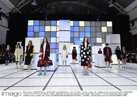 Feb. 21, 2016 - London, London, UK - Models on the catwalk at the ANYA HINDMARCH Autumn Winter 2016 show. Models, buyers, celebrities and the stylish descend upon London Fashion Week for the Autumn Winters 2016 clothes collection shows. London, UK. London UK  - ZUMAl94_