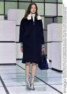 Feb. 21, 2016 - London, London, UK - Model on the catwalk at the ANYA HINDMARCH Autumn Winter 2016 show. Models, buyers, celebrities and the stylish descend upon London Fashion Week for the Autumn Winters 2016 clothes collection shows. London, UK. London UK  - ZUMAl94_