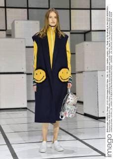 Feb. 21, 2016 - London, London, UK - Model on the catwalk at the ANYA HINDMARCH Autumn Winter 2016 show. Models, buyers, celebrities and the stylish descend upon London Fashion Week for the Autumn Winters 2016 clothes collection shows. London, UK. London UK  - ZUMAl94_