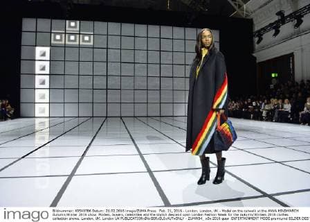 Feb. 21, 2016 - London, London, UK - Model on the catwalk at the ANYA HINDMARCH Autumn Winter 2016 show. Models, buyers, celebrities and the stylish descend upon London Fashion Week for the Autumn Winters 2016 clothes collection shows. London, UK. London UK  - ZUMAl94_
