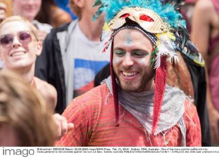 Feb. 21, 2016 - Sydney, NSW, Australia - One of the many colorful outfits worn by those gathered to demonstrate against the lock out laws. Sydney Australia - ZUMAp133