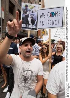 Feb. 21, 2016 - Sydney, NSW, Australia - Protesters on the march up Elizabeth Street on their way to Hyde Park. Sydney Australia - ZUMAp133