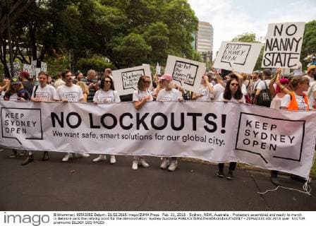 Feb. 21, 2016 - Sydney, NSW, Australia - Protesters assembled and ready to march in Belmore park the rallying point for the demonstration. Sydney Australia - ZUMAp133