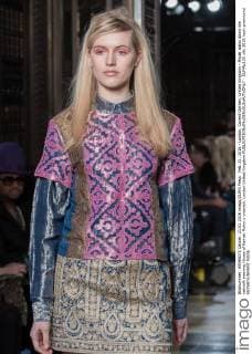 Feb. 21, 2016 - London, Covent Garden, United Kingdom - Model walks down the catwalk wearing House of Kamair Rokni s creation. London United Kingdom - ZUMAp133