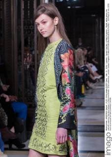 Feb. 21, 2016 - London, Covent Garden, United Kingdom - Model walks down the catwalk wearing Wardha Saleem s Autumn Winter 2016 collection. London United Kingdom - ZUMAp133