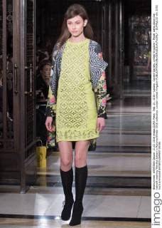 Feb. 21, 2016 - London, Covent Garden, United Kingdom - Model walks down the catwalk wearing Wardha Saleem s Autumn Winter 2016 collection. London United Kingdom - ZUMAp133