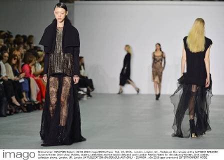 Feb. 22, 2016 - London, London, UK - Models on the catwalk at the ANTONIO BERARDI Autumn Winter 2016 show. Models, buyers, celebrities and the stylish descend upon London Fashion Week for the Autumn Winters 2016 clothes collection shows. London, UK. London UK  - ZUMAl94_