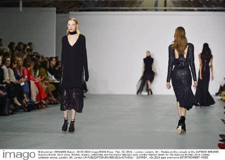 Feb. 22, 2016 - London, London, UK - Models on the catwalk at the ANTONIO BERARDI Autumn Winter 2016 show. Models, buyers, celebrities and the stylish descend upon London Fashion Week for the Autumn Winters 2016 clothes collection shows. London, UK. London UK  - ZUMAl94_