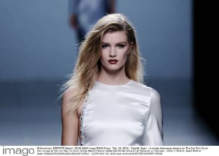 Feb. 22, 2016 - Madrid, Spain - A model showcases designs by The 2nd Skin Co on the runway at the 2nd Skin Co show during Madrid Fashion Week Fall Winter 2016 17 at Ifema on 22 February , 2016 in Madrid, Spain Madrid Spain  - ZUMAn230