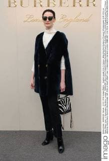 English model Erin O Connor attending the Burberry Prorsum Womenswear A W 2016 on West Albert Lawn in Kensington Gardens, London. FEBRUARY 22nd 2016  PTYx16459