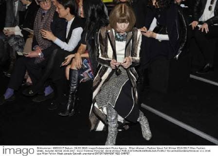 Milan Woman s Fashion Week Fall Winter 2016 2017 Milan Fashion Week, Autumn Winter 2016 2017. Gucci frontrow Pictured: Anna Wintour  RiccardoxGiordano fotosicki