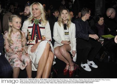 Milan Woman s Fashion Week Fall Winter 2016 2017 Milan Fashion Week, Autumn Winter 2016 2017. Gucci frontrow Pictured: Valeria Mazza Elizabeth Olsen  RiccardoxGiordano fotosicki