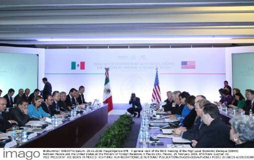 A general view of the third meeting of the High Level Economic Dialogue (DEAN) between Mexico and the United States at the Ministry of Foreign Relations in Mexico city, Mexico, 25 February 2016. EFE Mario Guzman US VICE PRESIDENT JOE BIDEN IN MEXICO !ACHTUNG: NUR REDAKTIONELLE NUTZUNG!  MEX52 20160225-635920308894467374