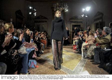 Milan Woman s Fashion Week Fall Winter 2016 2017 Milan Fashion Week, Autumn Winter 2016 2017 .les Copains fashionshow Pictured: Model  RiccardoxGiordano fotosicki