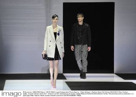 Milan Woman s Fashion Week Fall Winter 2016 2017 Milan Fashion Week, Autumn Winter 2016 2017. Emporio Armani fashionshow Pictured: model  RiccardoxGiordanox xfotosicki