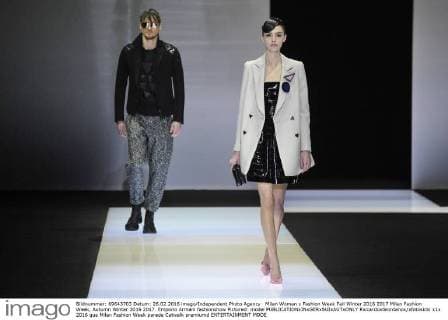 Milan Woman s Fashion Week Fall Winter 2016 2017 Milan Fashion Week, Autumn Winter 2016 2017. Emporio Armani fashionshow Pictured: model  RiccardoxGiordanox xfotosicki