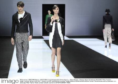 Milan Woman s Fashion Week Fall Winter 2016 2017 Milan Fashion Week, Autumn Winter 2016 2017. Emporio Armani fashionshow Pictured: model  RiccardoxGiordanox xfotosicki