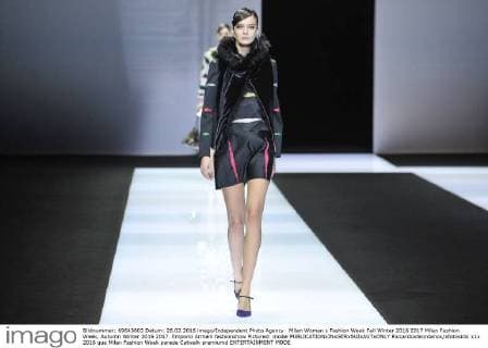 Milan Woman s Fashion Week Fall Winter 2016 2017 Milan Fashion Week, Autumn Winter 2016 2017. Emporio Armani fashionshow Pictured: model  RiccardoxGiordanox xfotosicki
