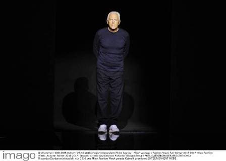 Milan Woman s Fashion Week Fall Winter 2016 2017 Milan Fashion Week, Autumn Winter 2016 2017. Emporio Armani fashionshow Pictured: Giorgio Armani  RiccardoxGiordanox xfotosicki