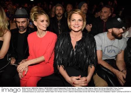 Woman s Milan Fashion Week Fall Winter 2016 2017 Milan Fashion Week, Autumn Winter 2016 2017. Elisabetta Franchi frontrow Pictured Justine Mattera Simona Ventura  SimonaxChioccia