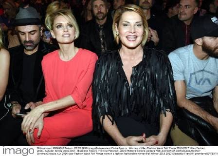 Woman s Milan Fashion Week Fall Winter 2016 2017 Milan Fashion Week, Autumn Winter 2016 2017. Elisabetta Franchi frontrow Pictured Justine Mattera Simona Ventura  SimonaxChioccia
