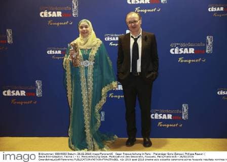 Cesar Preisverleihung in Paris - Preisträger Soria Zeroual, Philippe Faucon ( Beste Film-Adaption, Fatima ) - 41. Preisverleihung Cesar, Photocall mit den Gewinnern, Fouquets, Paris Frankreich - 26 02 2016 GwendolineLeGoff Panoramic 