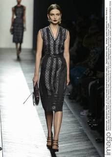 Mailand Fashion Week - Bottega Veneta Modenschau Milan Woman s Fashion Week Fall Winter 2016 2017 Milan Fashion Week, Autumn Winter 2016 2017. BottegaVeneta Fashionshow Pictured: Model  RiccardoxGiordanox xfotosicki