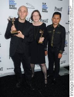February 27, 2016 - Santa Monica, CA, United States - 27 February 2016 - Santa Monica, California - Joshua Oppenheimer, Adi Rukun, Signe Byrge Sorensen. 31st Annual Film Independent Spirit Awards - Press Room held at the Santa Monica Pier. Photo Credit: Santa Monica United States - ZUMAs123