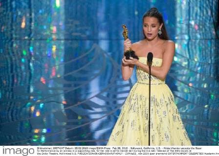 Feb 28, 2016 - Hollywood, California, U.S. - Alicia Vikander accepts the Oscar for Performance by an actress in a supporting role, for her role in œThe Danish Girl during the live ABC Telecast of The 88th Oscars at the Dolby Theatre. Hollywood U.S. - ZUMAz03_