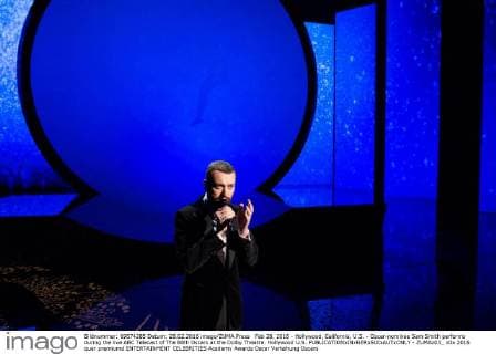 Feb 28, 2016 - Hollywood, California, U.S. - Oscar-nominee Sam Smith performs during the live ABC Telecast of The 88th Oscars at the Dolby Theatre. Hollywood U.S. - ZUMAz03_