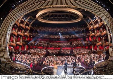 Feb 28, 2016 - Hollywood, California, U.S. - Alejandro G. Inarritu accepts the Oscar for Achievement in directing, for work on œThe Revenant from presenter J.J. Abrams during the live ABC Telecast of The 88th Oscars at the Dolby Theatre. Hollywood U.S. - ZUMAz03_