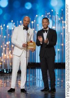 Feb 28, 2016 - Hollywood, California, U.S. - Presenters Common and John Legend on stage during the live ABC Telecast of The 88th Oscars at the Dolby Theatre. Hollywood U.S. - ZUMAz03_